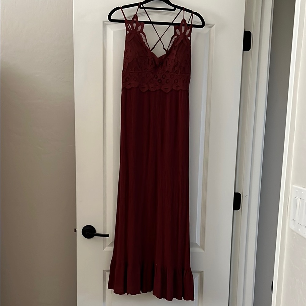Elegant Rust Lace Top Dress